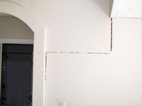 Drywall cracking due to foundation settlement in Pinehurst