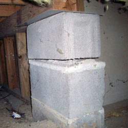 Collapsing crawl space support pillars Dudley