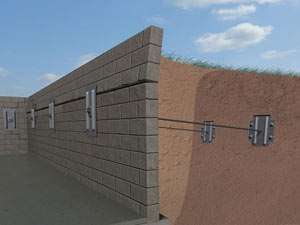 A graphic illustration of a foundation wall system installed in Southern Pines