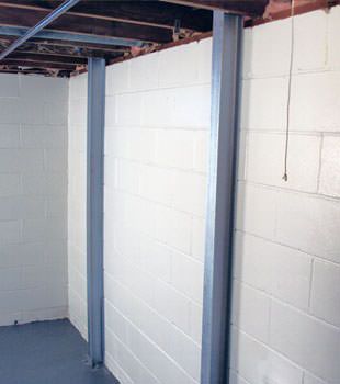 A PowerBrace™ i-beam foundation wall repair system in Fayetteville