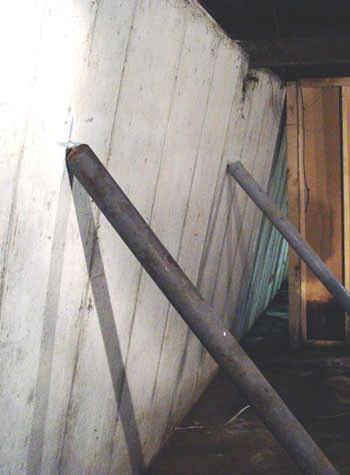 A foundation wall leaning in at the top in La Grange