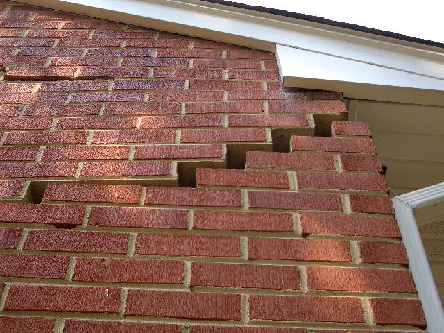 stair step cracking on a foundation wall in Wilmington
