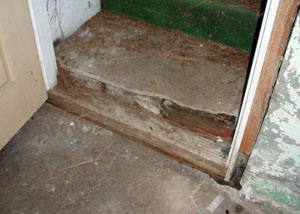 A flooded basement in Spring Lake where water entered through the hatchway door