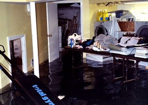 A laundry room flood in Havelock, with several feet of water flooded in.