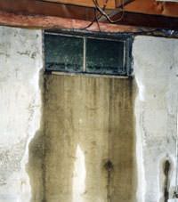 Flooding through basement windows in a Rocky Point home.