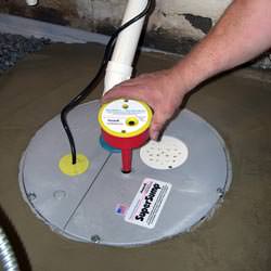 A newly installed sump pump system in a basement in Southern Pines