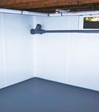 Plastic basement wall panels installed in a Lumberton, North Carolina home
