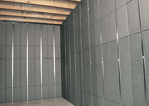 SilverGlo™ insulation and metal studs making up our Basement to Beautiful panels.  Installed in Goldsboro.